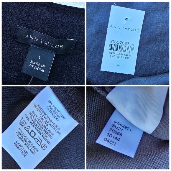 Peplum Tank Top Ann Taylor Size L Black Stretch Square Neck Sleeveless Shirt NWT - Picture 4 of 8